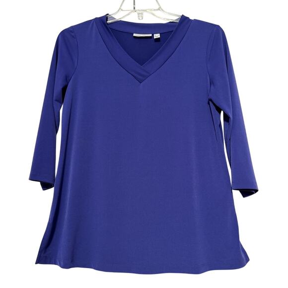 Susan Graver Modern Essentials Liquid V-Neck Top, Size S - Picture 1 of 6